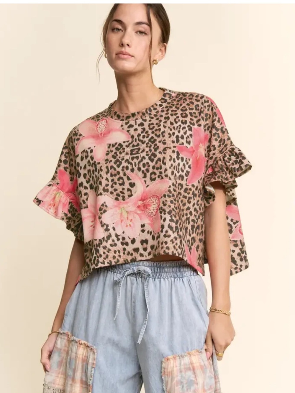 NWT DAVI & DANI BOHO LEOPARD FLORAL